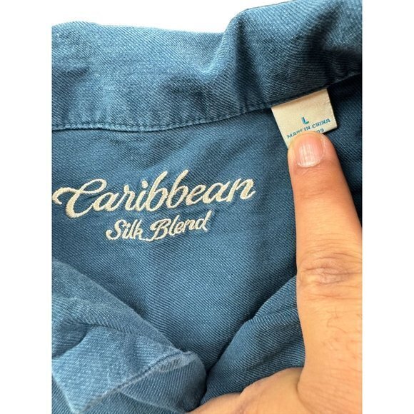 CARIBBEAN BLUE BUTTON UP SHIRT‎ SIZE L | D1 - Picture 3 of 5